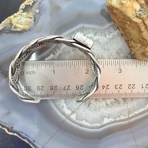 Sterling Silver Woven Rope With Square Turquoise Fashion Bracelet For Women main image 10